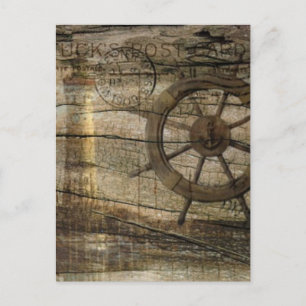 Ursprünglicher Leuchtturm für Nautical Helm Wheel Postkarte