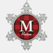 Ursprünglicher Lumberjack Roter Büffel kariert Schneeflocken Zinn-Ornament (Vorderseite)