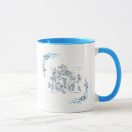 Ursprünglicher "M" Blue Monogram Calm Floral Coffe Tasse