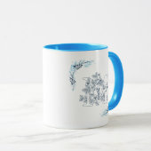 Ursprünglicher "M" Blue Monogram Calm Floral Coffe Tasse (VorderseiteRechts)