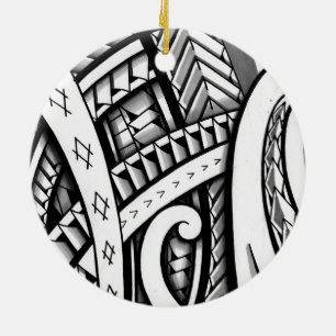 Ursprünglicher Maori- Stammes- Tätowierungsentwu Keramik Ornament