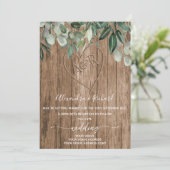 Ursprünglicher Monogramm-Holzeffekt Schnittholz Einladung (Stehend Vorderseite)