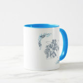 Ursprünglicher ‚N‘ Blue Monogram Calm Floral Coffe Tasse (VorderseiteRechts)