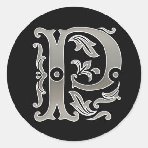 Ursprünglicher P Rundaufkleber in Silber Runder Aufkleber