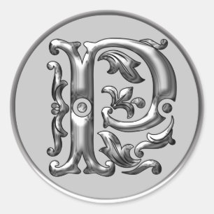 Ursprünglicher P Rundaufkleber in Silber Runder Aufkleber