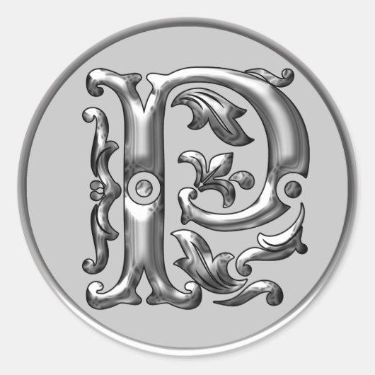 Ursprünglicher P Rundaufkleber in Silber Runder Aufkleber (Vorderseite)