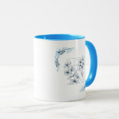 Ursprünglicher ‚R‘ Blue Monogram Calm Floral Coffe Tasse (VorderseiteRechts)