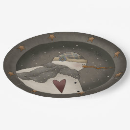 Ursprünglicher Schneemann Pappteller