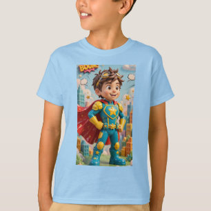 Ursprünglicher süßer Kinder-Superheld mit Kapuze 3 T-Shirt