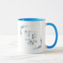 Ursprünglicher ‚T‘ Blue Monogram Calm Floral Coffe Tasse