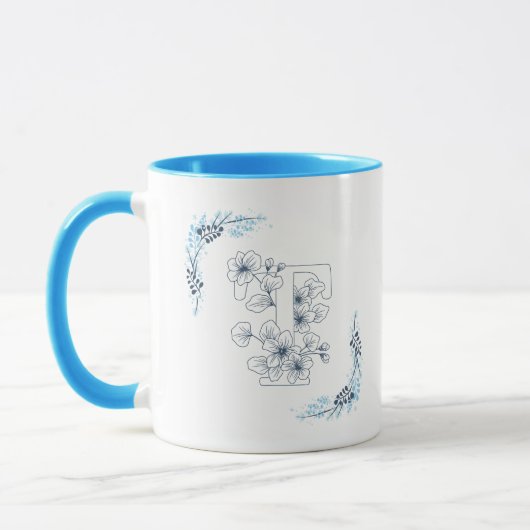 Ursprünglicher ‚T‘ Blue Monogram Calm Floral Coffe Tasse (Links)