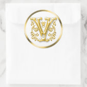 Ursprünglicher V Rundaufkleber in Gold Runder Aufkleber (Tasche)