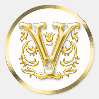 Ursprünglicher V Rundaufkleber in Gold Runder Aufkleber