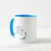 Ursprünglicher "W" Blue Monogram Calm Floral Coffe Tasse (Vorderseite Links)