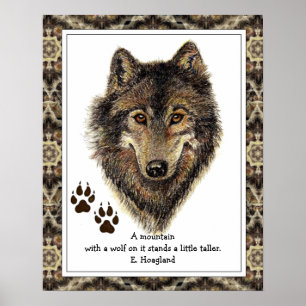Ursprünglicher Wasserfarben-Wolf, Tracks-Gebirgsqu Poster