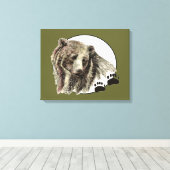 Ursprünglicher Wasserfarbenbär mit Spuren Tier Leinwanddruck (Insitu (Holzboden))