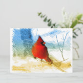 Ursprünglicher Westernlandweihnachtsrot-Kardinal Einladung (Stehend Vorderseite)
