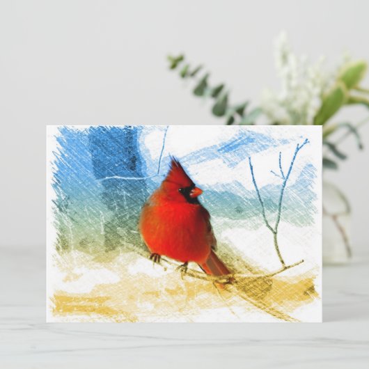 Ursprünglicher Westernlandweihnachtsrot-Kardinal Einladung (Stehend Vorderseite)