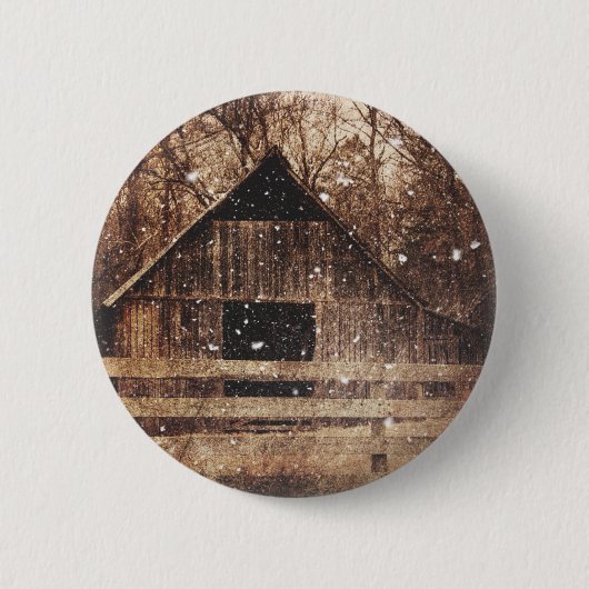 Ursprünglicher Winterschnee Land Alter Stall Button (Vorderseite)