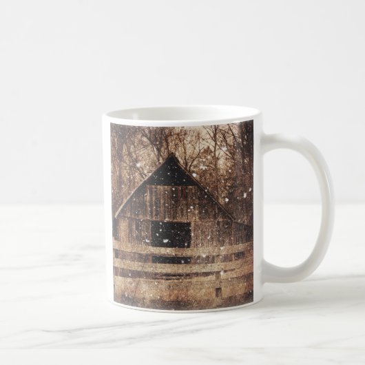 Ursprünglicher Winterschnee Land Alter Stall Kaffeetasse (Rechts)