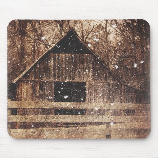 Ursprünglicher Winterschnee Land Alter Stall Mousepad (Vorne)