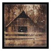 Ursprünglicher Winterschnee Land Alter Stall Poster (Vorderseite)