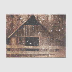 Ursprünglicher Winterschnee Land Alter Stall Seidenpapier