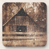 Ursprünglicher Winterschnee Land Alter Stall Untersetzer (Vorderseite)