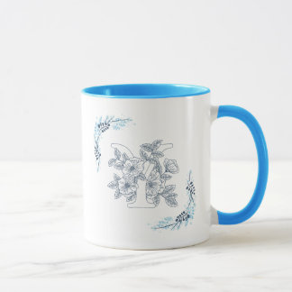 Ursprünglicher "Y" Blue Monogram Calm Floral Coffe Tasse