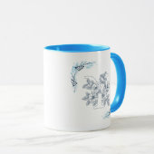Ursprünglicher "Y" Blue Monogram Calm Floral Coffe Tasse (VorderseiteRechts)