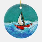 Ursprüngliches Boot des Segelnspaßes, das bunte Keramikornament (Hinten)