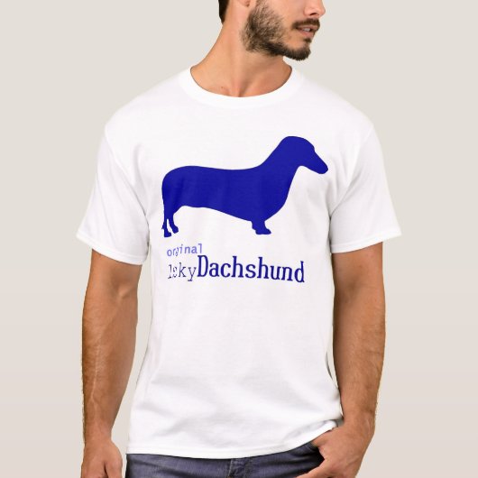 Ursprüngliches glückliches Dackelblaulogo T-Shirt (Vorderseite)