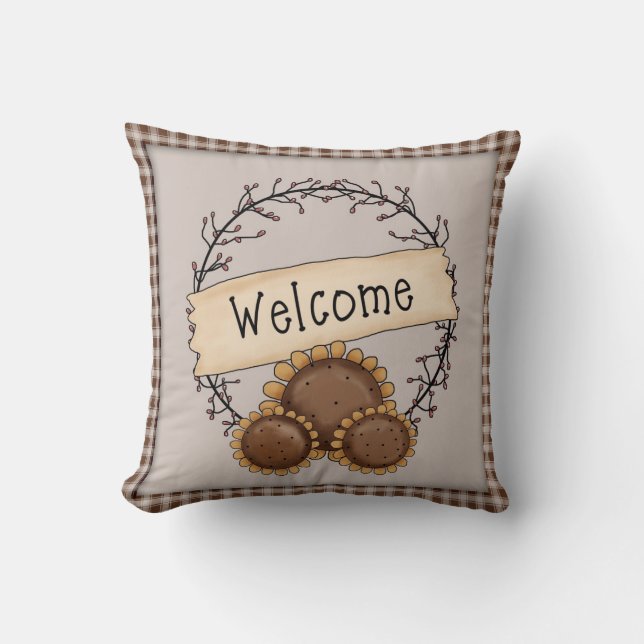 Ursprüngliches Land - Sonnenblumen - Willkommensfe Kissen (Vorderseite)