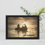 Ursprüngliches Landseeboots-Kanufischen Einladung (Stehend Vorderseite)