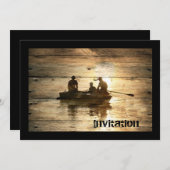 Ursprüngliches Landseeboots-Kanufischen Einladung (Vorne/Hinten)