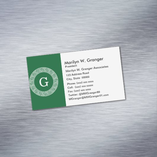 Ursprüngliches Monogramm für den Forest Grn mit gr Magnetische Visitenkarte (Beispiel)