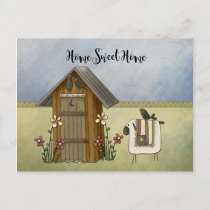 Ursprüngliches Outhouse Sheep Zuhause Housewarming Einladungspostkarte