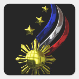 Ursprüngliches philippinisches Logo. Mabuhay Quadratischer Aufkleber