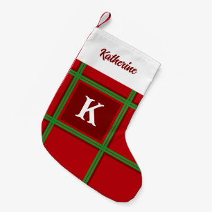 Ursprüngliches rotes und grünes kariertes einfache kleiner weihnachtsstrumpf