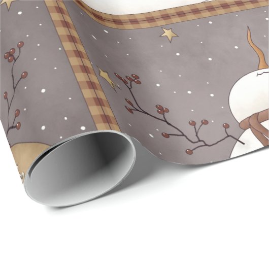 Ursprüngliches Schneemann- und Homespun-Wrapping P Geschenkpapier (Rolleneckpunkt)