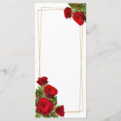 Ursprüngliches spanisches Hochzeitsmenü rote Rosen Programm (Rückseite)