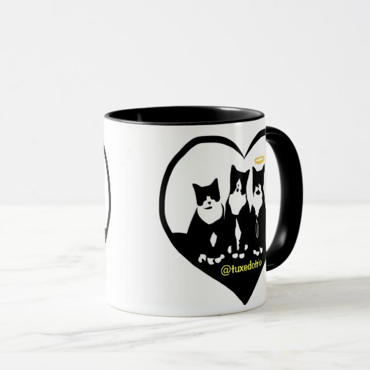 Ursprüngliches TuxedoTrio Herz Tasse (VorderseiteRechts)