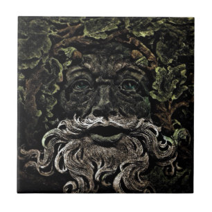 ursprüngliches Waldlaub-Waldgott greenman Fliese