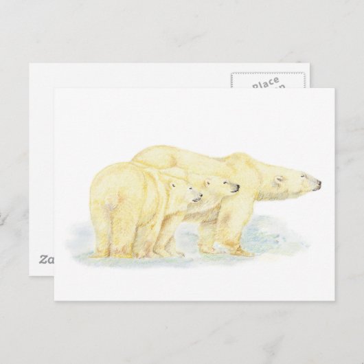 Ursprüngliches Wasserfarben-Polar-Tier Postkarte (Vorne/Hinten)