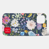 Ursprüngliches Weibchen-Aussehen Navy-Blau-Blütenm Case-Mate iPhone Hülle (Rückseite (Horizontal))