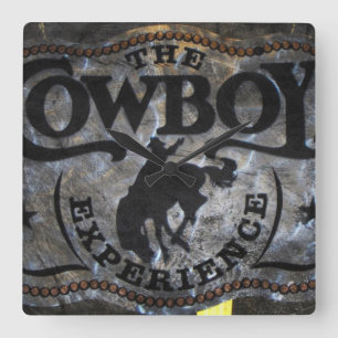 Ursprüngliches Westernland Pferdecowboyrodeo Quadratische Wanduhr