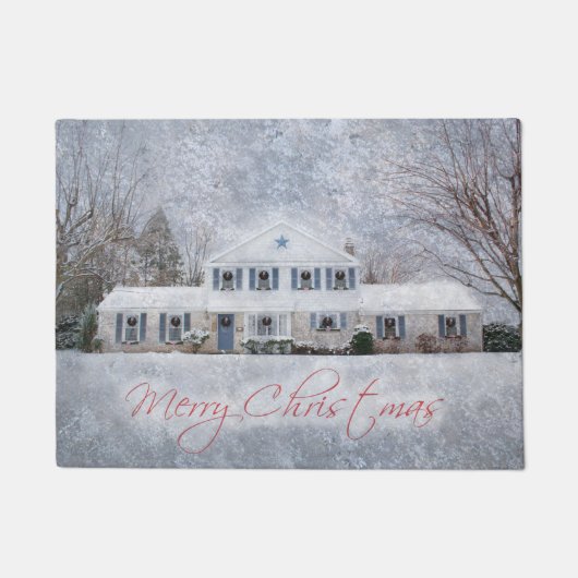 Ursprüngliches Winterschnee Rustikales Open House Fußmatte (Vorderseite)