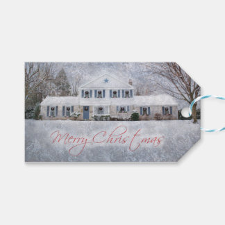 Ursprüngliches Winterschnee Rustikales Open House Geschenkanhänger