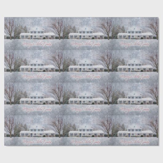 Ursprüngliches Winterschnee Rustikales Open House Geschenkpapier (Flach)