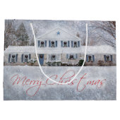 Ursprüngliches Winterschnee Rustikales Open House Große Geschenktüte (Rückseite)